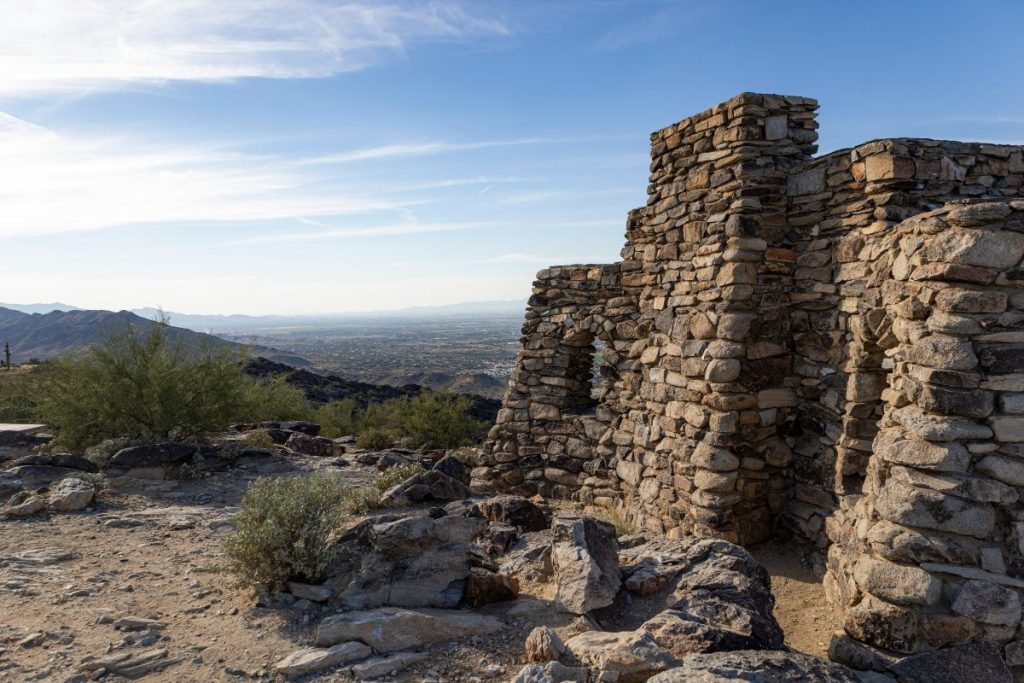 Dobbins Lookout at the summit of South Mountain in Phoenix, the highest point accessible by trail at 2,330 feet (710 meters).